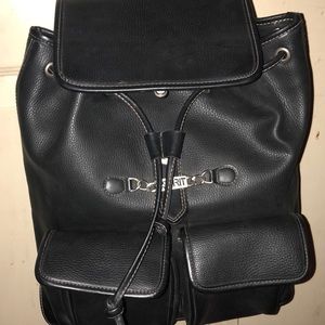 Vintage Black Leather Backpack